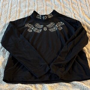 New York & Company Black Embellished Sweatshirt